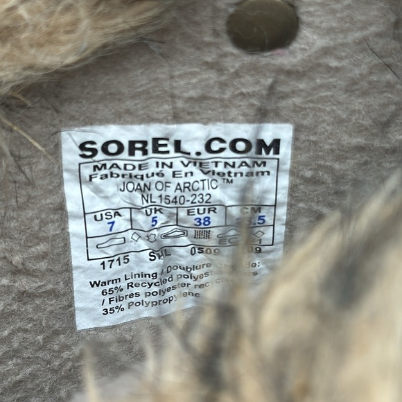 Sorel Joan of Artic Women's Tan Suede Faux Fur Waterproof Winter Boots Size 7 - Picture 10 of 12